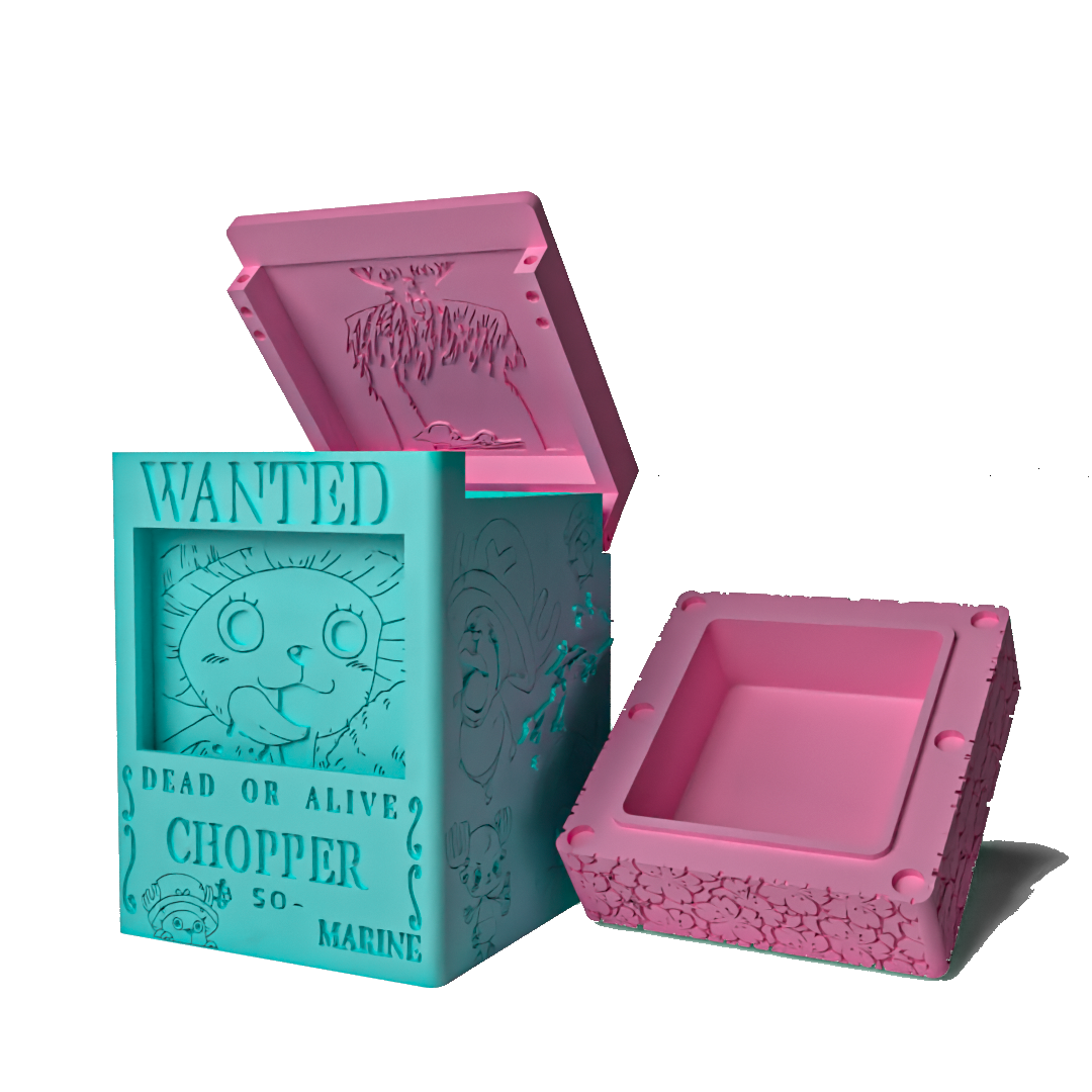 Deckbox One Piece TCG en sus tres piezas: tapa, caja y base